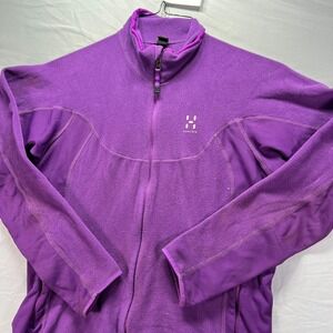Haglofs Jacket Womens Large Purple Full Zip Light Weight Fleece Windbreaker